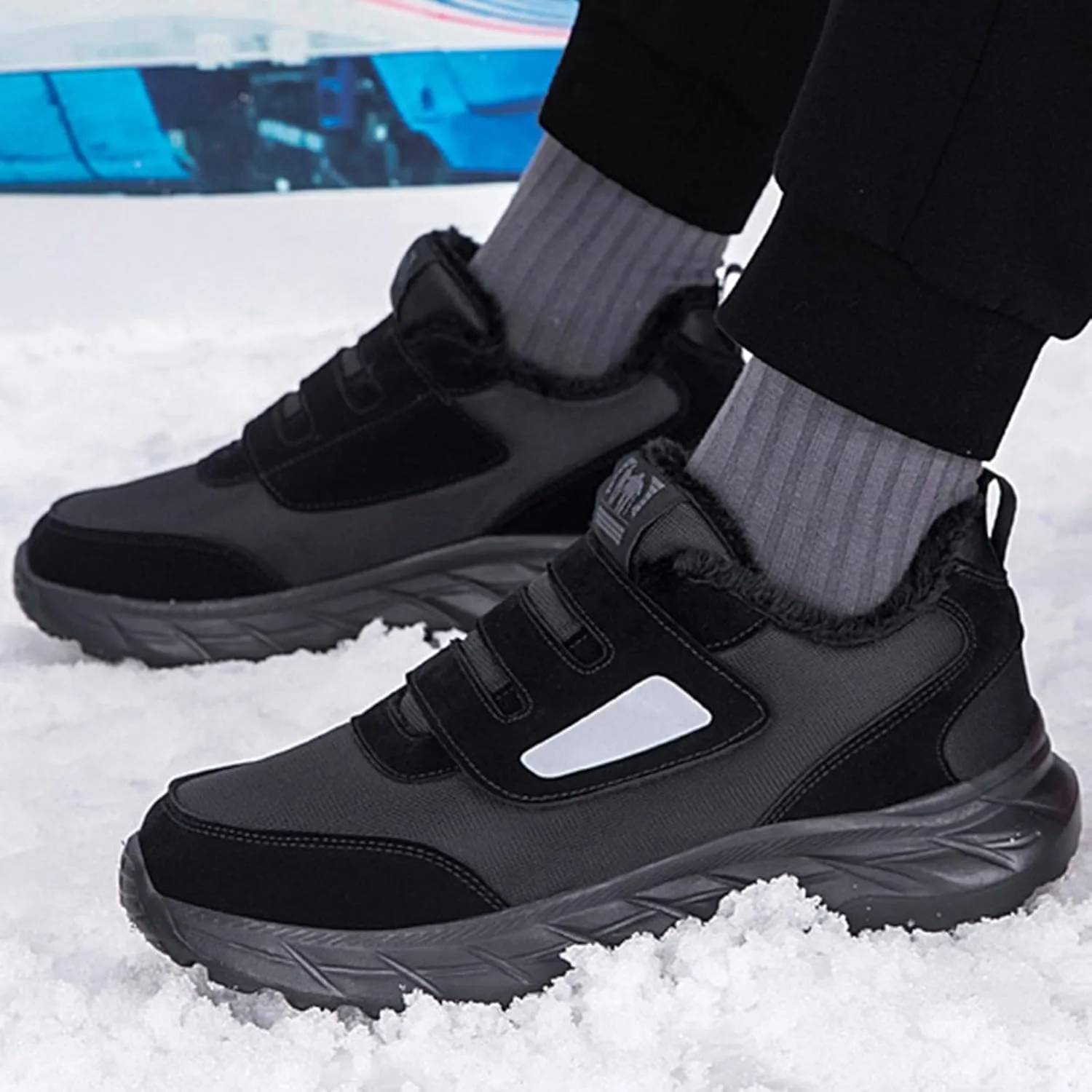 Men Work Boots Steel Toe Hiking Sneakers Fur Lined Ankle Boot Womens Workout Shoes Soft Toe Winter Backpacking Snow Botas Warm Water Hike Grounded Footwear