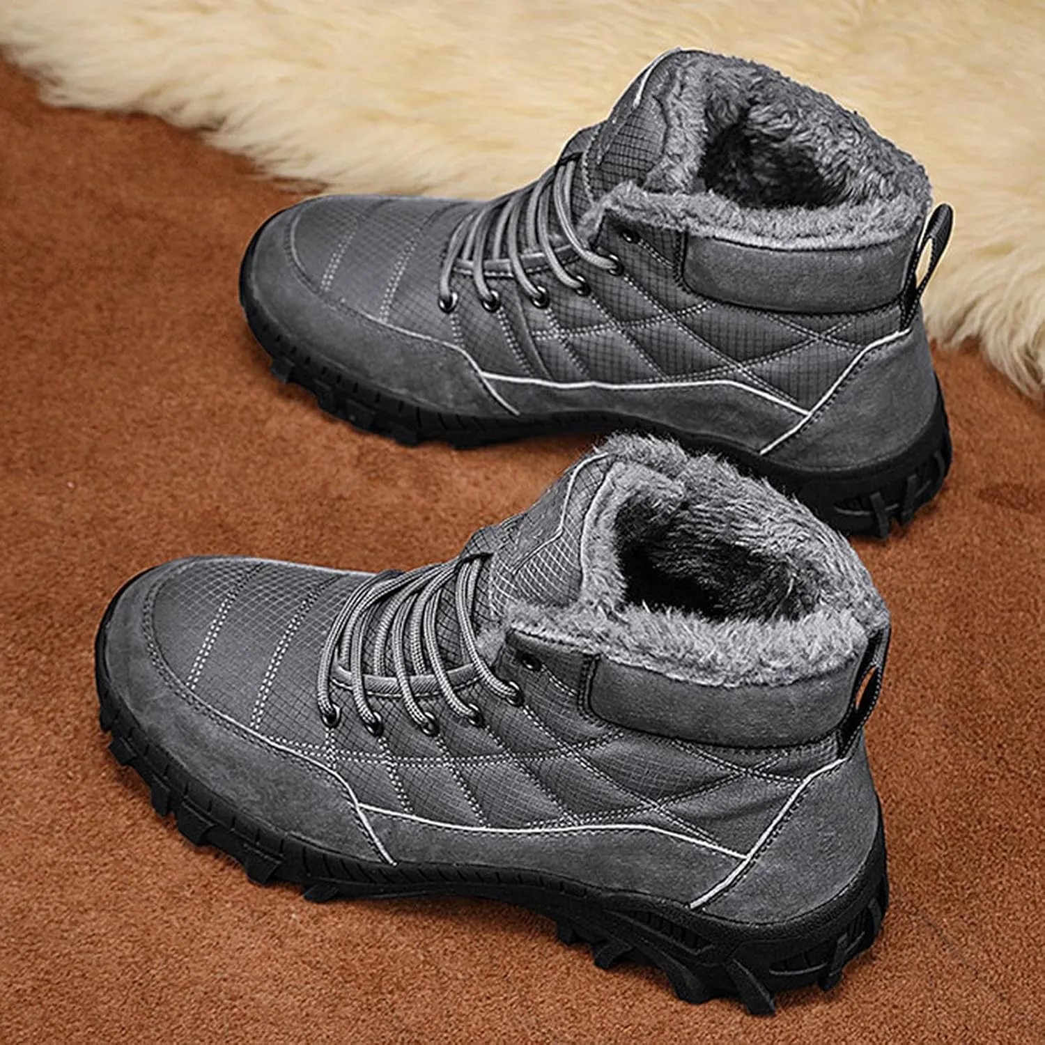 Men Work Boots Wide Width Hiking Sneakers Fur Lined Ankle Boot Safety Toe Shoes for Women Comfortable Outdoor Bota Waterproof Breathable Lightweight Hike Grounded Footwear