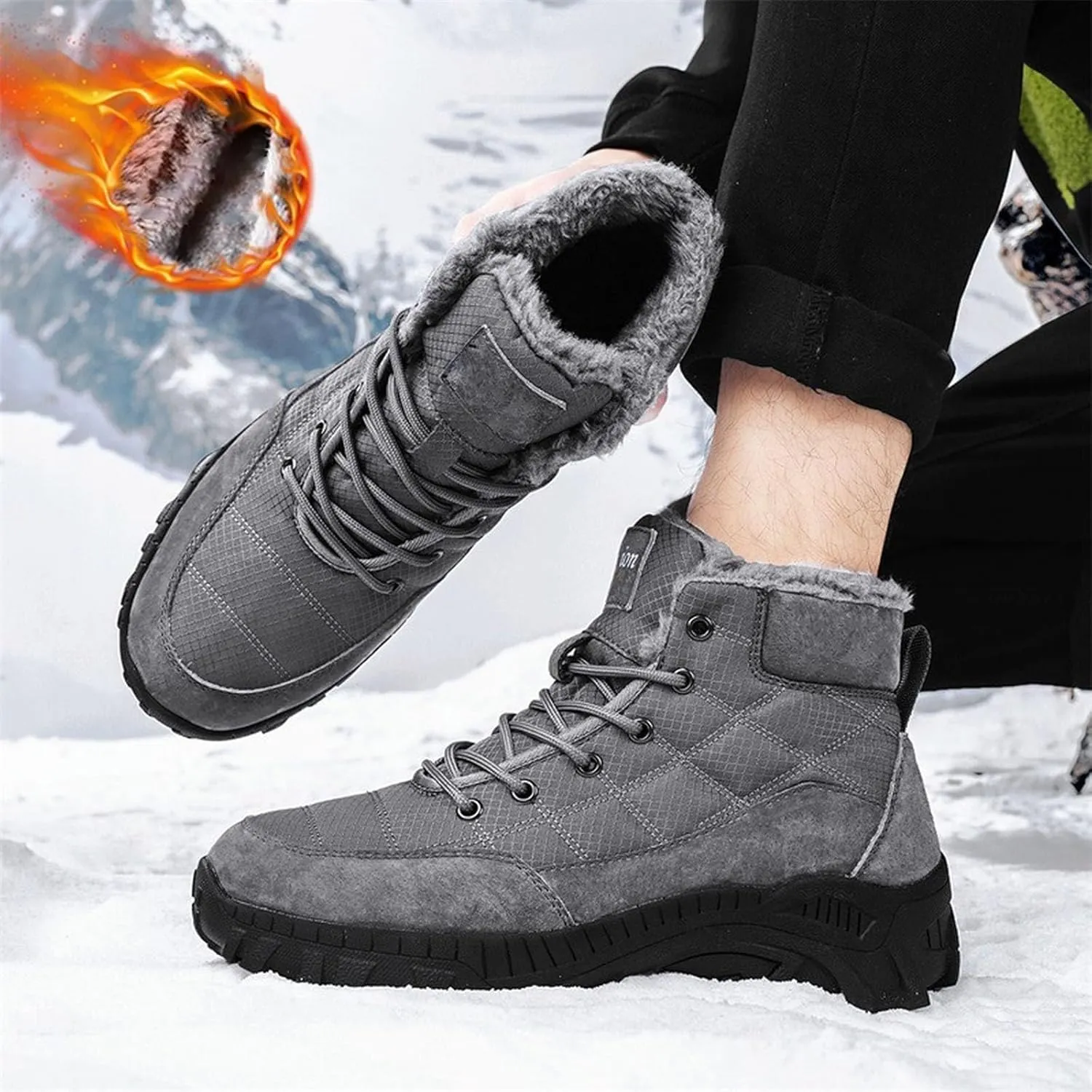 Men Work Boots Wide Width Hiking Sneakers Fur Lined Ankle Boot Safety Toe Shoes for Women Comfortable Outdoor Bota Waterproof Breathable Lightweight Hike Grounded Footwear