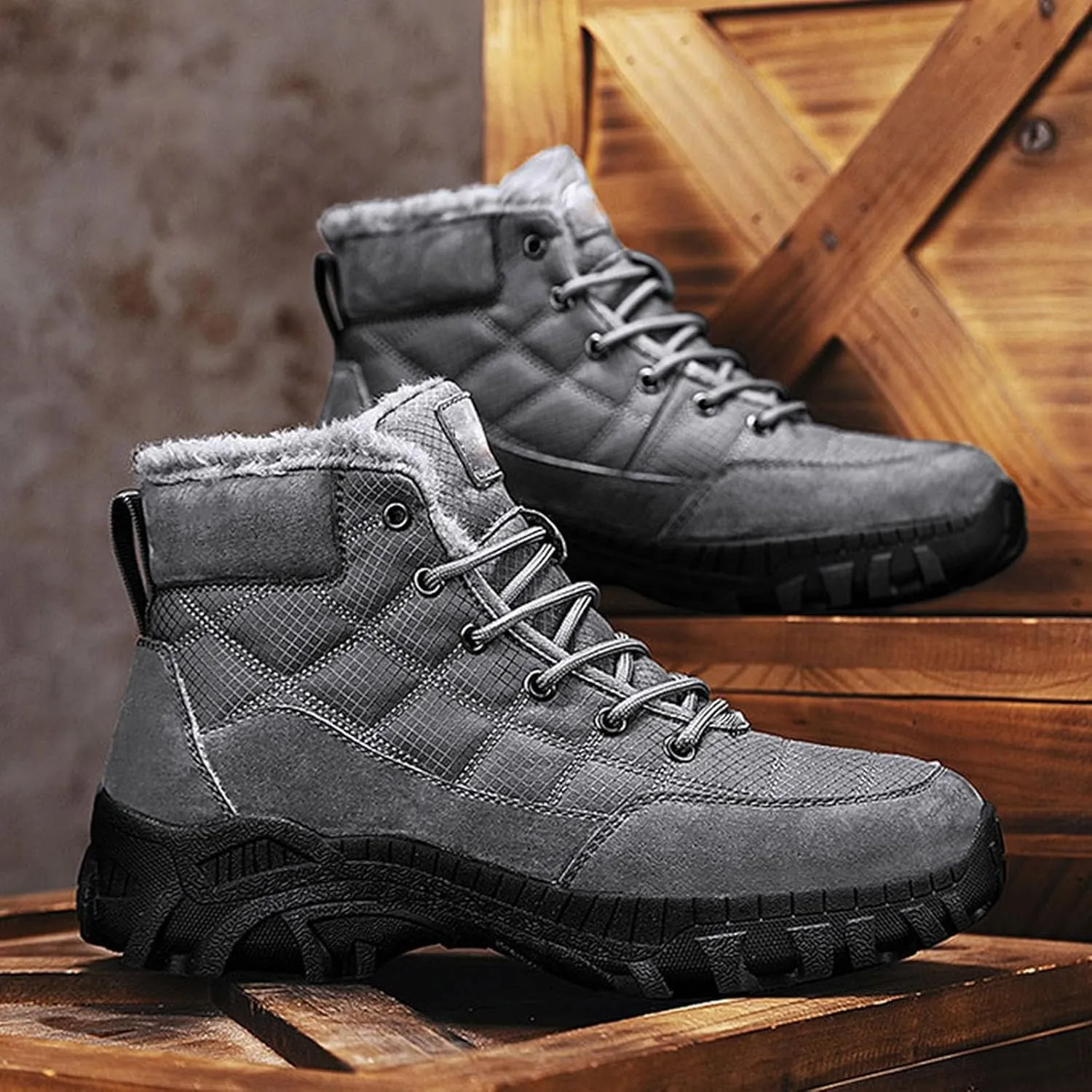 Men Work Boots Wide Width Hiking Sneakers Fur Lined Ankle Boot Safety Toe Shoes for Women Comfortable Outdoor Bota Waterproof Breathable Lightweight Hike Grounded Footwear