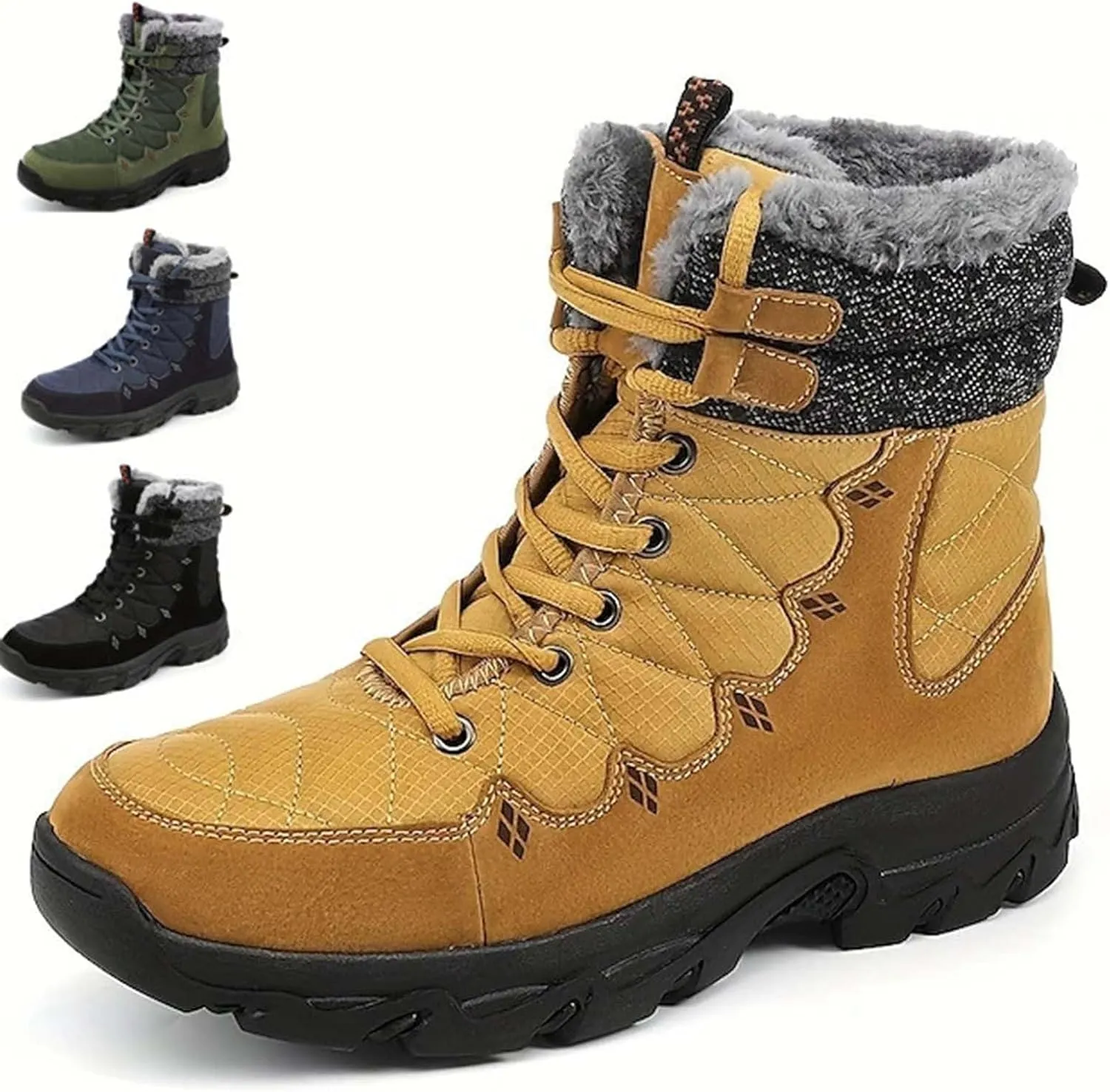 Men Work Boots Wide Width Hiking Sneakers Fur Lined Ankle Boot Safety Toe Shoes for Women Comfortable Outdoor Bota Waterproof Breathable Lightweight Hike Grounded Footwear