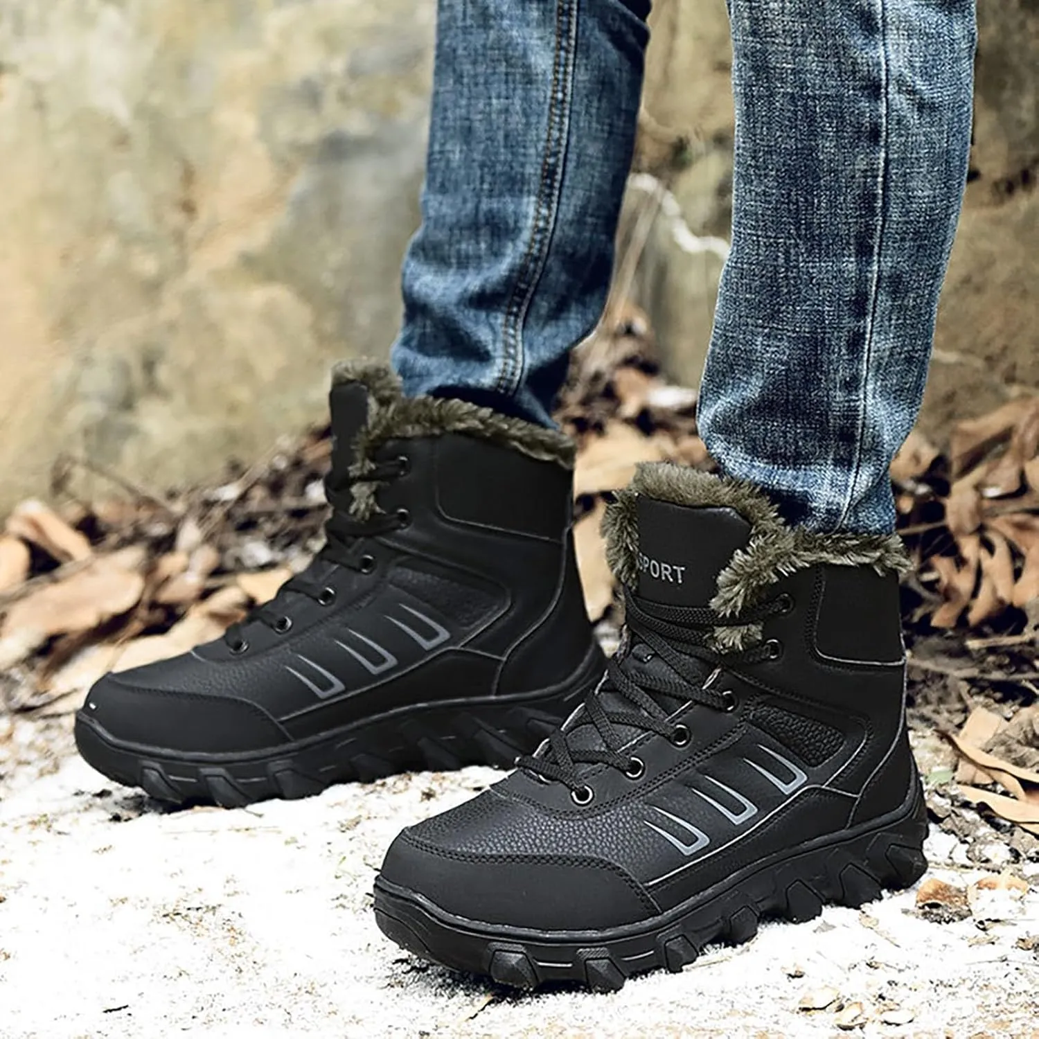 Men Work Boots with Zipper Hiking Sneakers Shoes Warm Womens Working Shoes Composite Toe Waterproof Outdoor Shoes Lightweight Anti Slip Hike Grounded Footwear