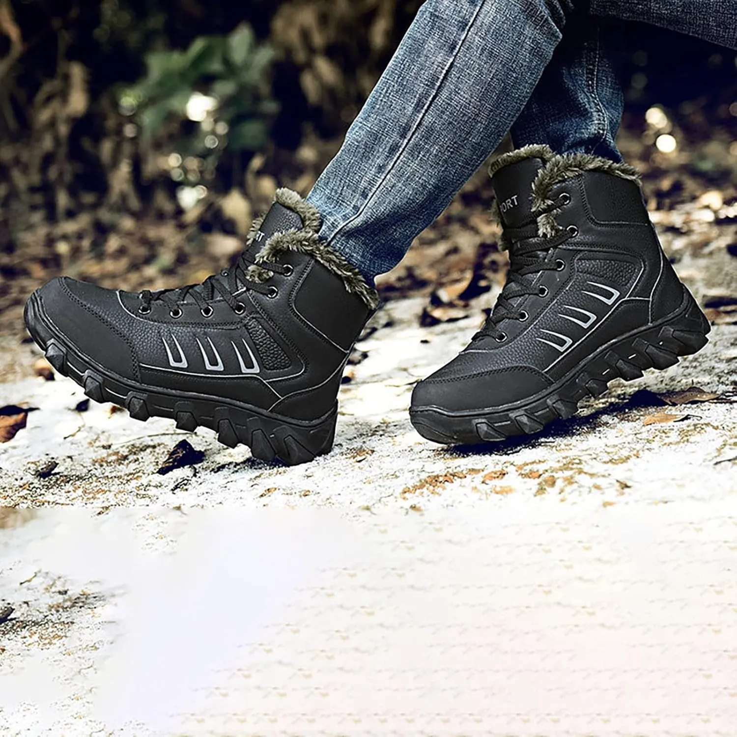 Men Work Boots with Zipper Hiking Sneakers Shoes Warm Womens Working Shoes Composite Toe Waterproof Outdoor Shoes Lightweight Anti Slip Hike Grounded Footwear