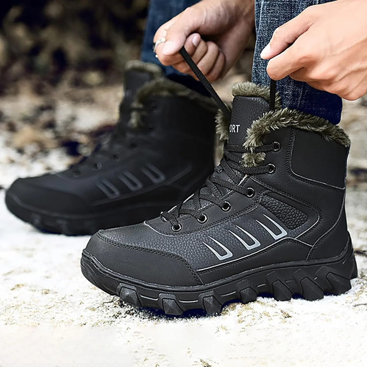 Men Work Boots with Zipper Hiking Sneakers Shoes Warm Womens Working Shoes Composite Toe Waterproof Outdoor Shoes Lightweight Anti Slip Hike Grounded Footwear