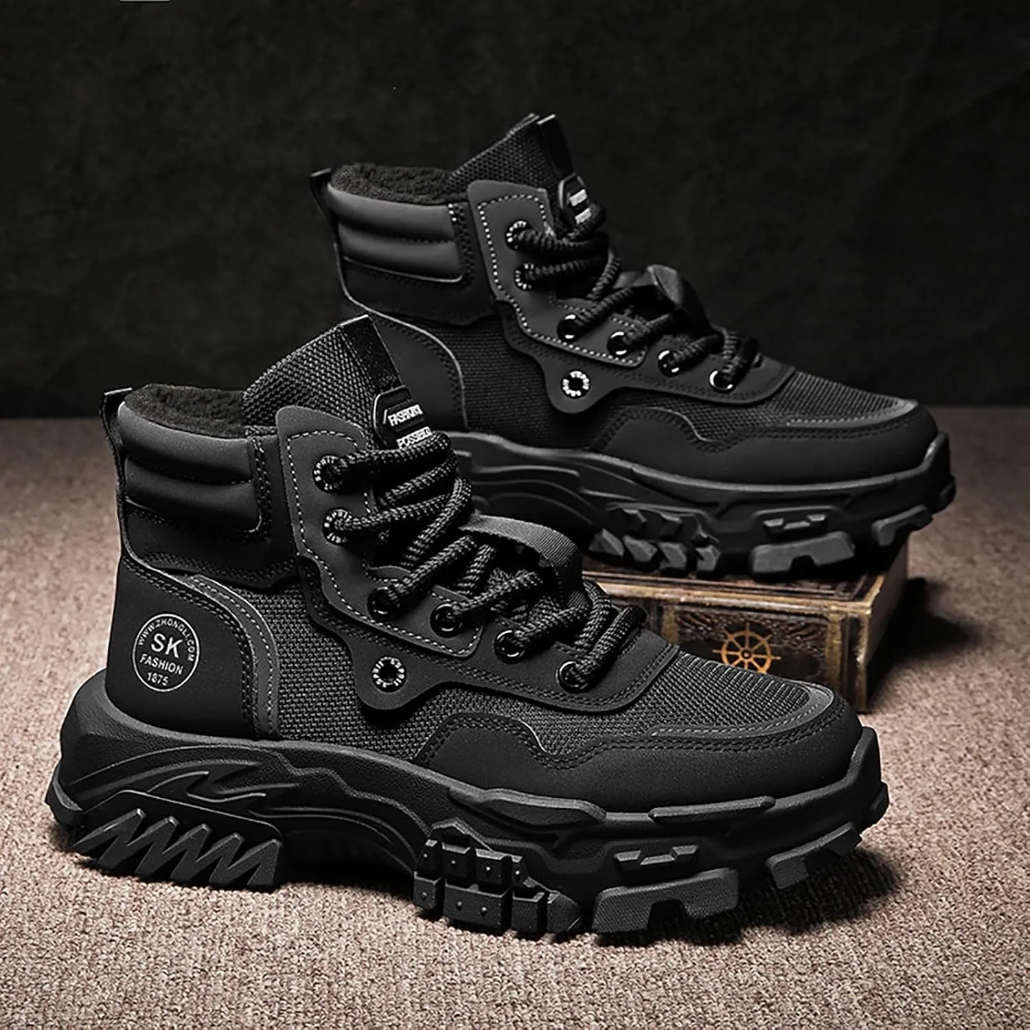Men Work Boots with Zipper Hiking Sneakers Shoes Warm Womens Working Shoes Composite Toe Waterproof Outdoor Shoes Lightweight Anti Slip Hike Grounded Footwear