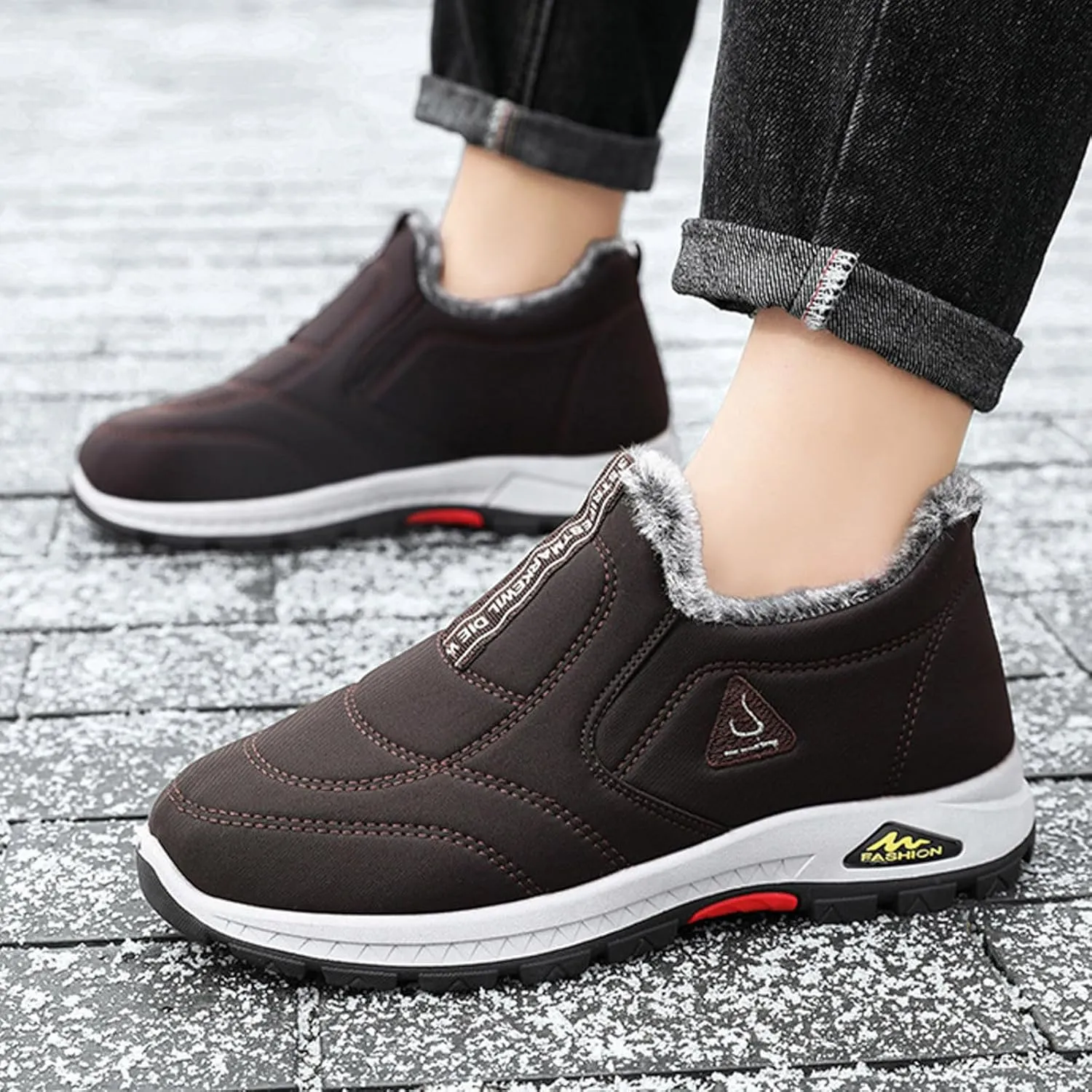 Men's Winter Boots, Waterproof Insulated Fur Boots Warm Insulated Boots Outdoor Work Boots Women's Winter Boots