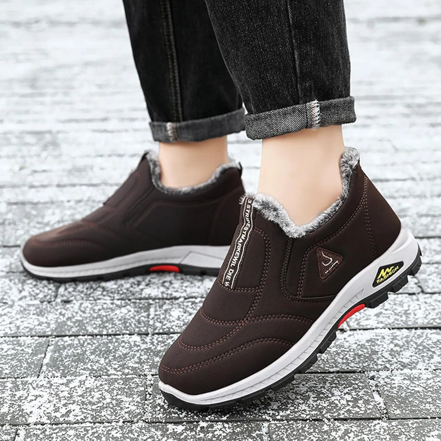 Men's Winter Boots, Waterproof Insulated Fur Boots Warm Insulated Boots Outdoor Work Boots Women's Winter Boots