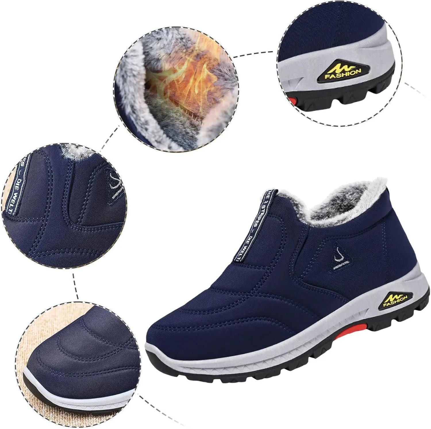 Men's Winter Boots, Waterproof Insulated Fur Boots Warm Insulated Boots Outdoor Work Boots Women's Winter Boots