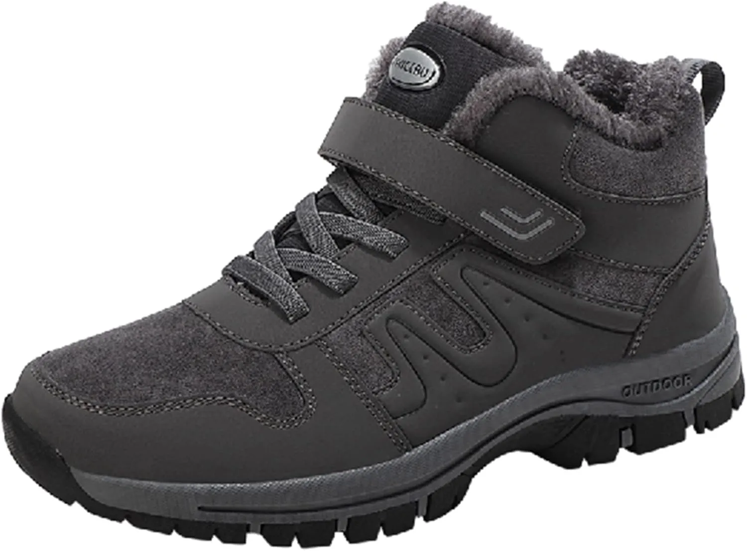 Men's Work Boots Composite Toe Hiking Sneakers Shoes Warm Fur Lined Workout Shoes for Women Non Steel Toe Work Botas Soft Toe Non Slip Rubber Sole Hike Grounded Footwear