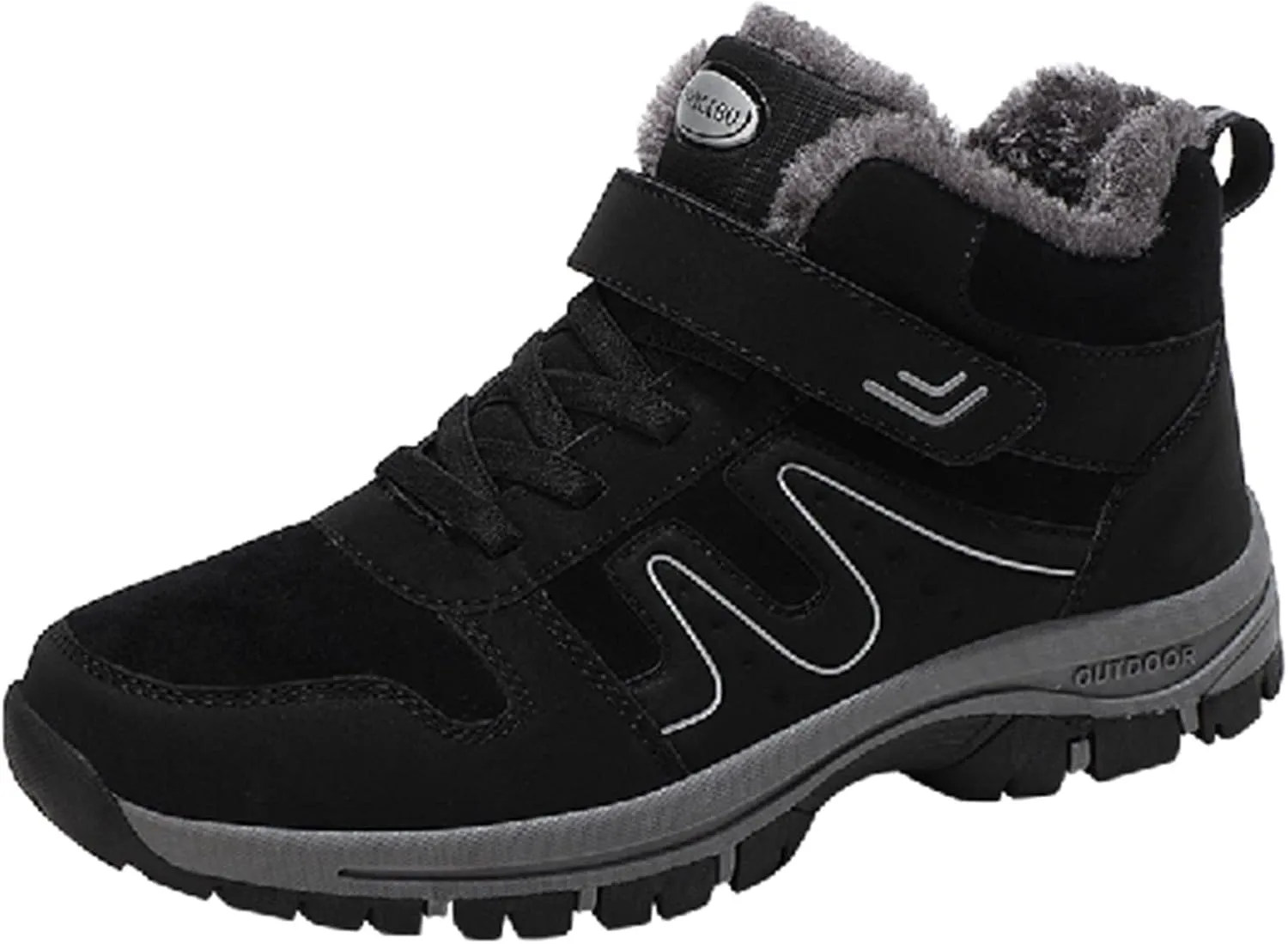 Men's Work Boots Composite Toe Hiking Sneakers Shoes Warm Fur Lined Workout Shoes for Women Non Steel Toe Work Botas Soft Toe Non Slip Rubber Sole Hike Grounded Footwear