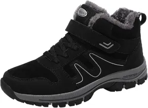 Men's Work Boots Composite Toe Hiking Sneakers Shoes Warm Fur Lined Workout Shoes for Women Non Steel Toe Work Botas Soft Toe Non Slip Rubber Sole Hike Grounded Footwear