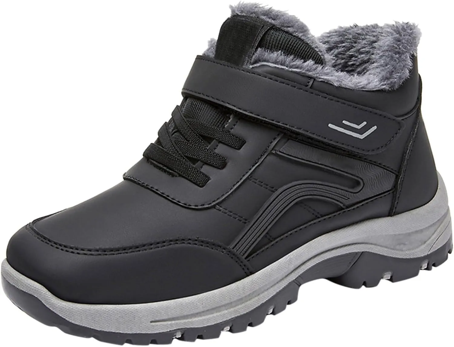 Men's Work Boots Composite Toe Hiking Sneakers Warm Fur Lined Safety Shoes for Women Winter Waterproof Outdoor Shoes Lightweight Anti Slip Hike Grounded Footwear
