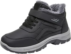 Men's Work Boots Composite Toe Hiking Sneakers Warm Fur Lined Safety Shoes for Women Winter Waterproof Outdoor Shoes Lightweight Anti Slip Hike Grounded Footwear