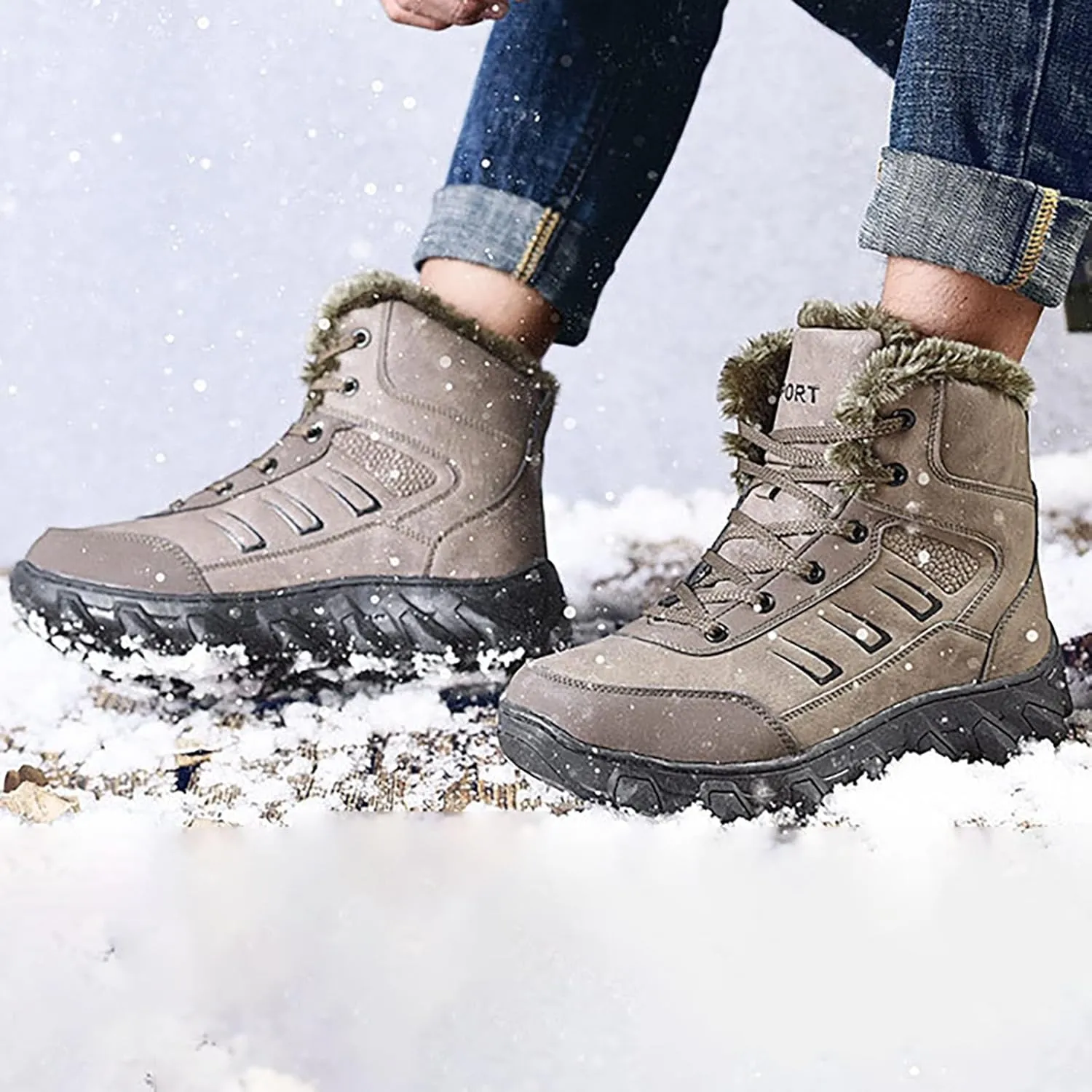 Men's Work Boots Non Steel Toe Hiking Sneakers Warm Ankle Womens Safety Toe Shoes Business Casual Platform Shoes Slip Resistant Safety Hike Grounded Footwear
