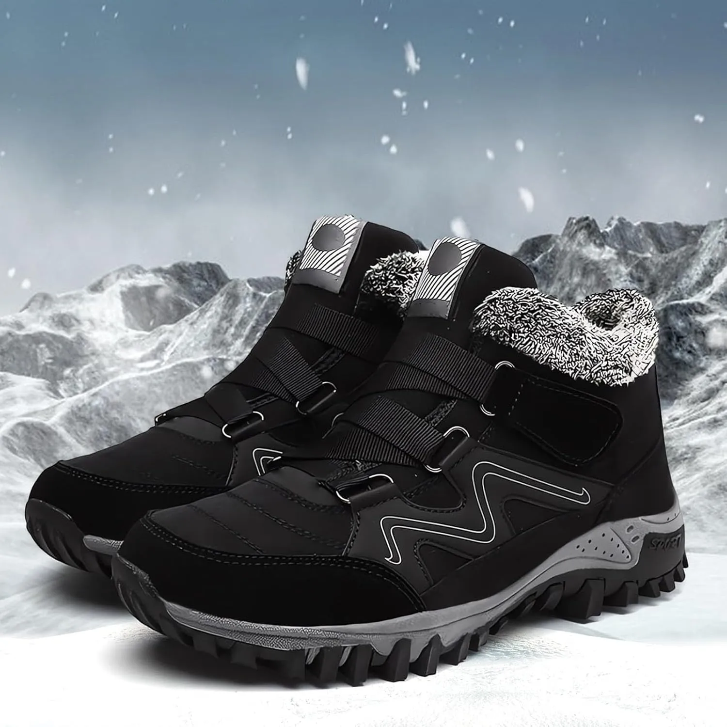 Mens Work Boots Soft Toe Hiking Sneakers Warm Booties Working Shoes for Women Slip On Waterproof Outdoor Shoes Lightweight Anti Slip Hike Grounded Footwear