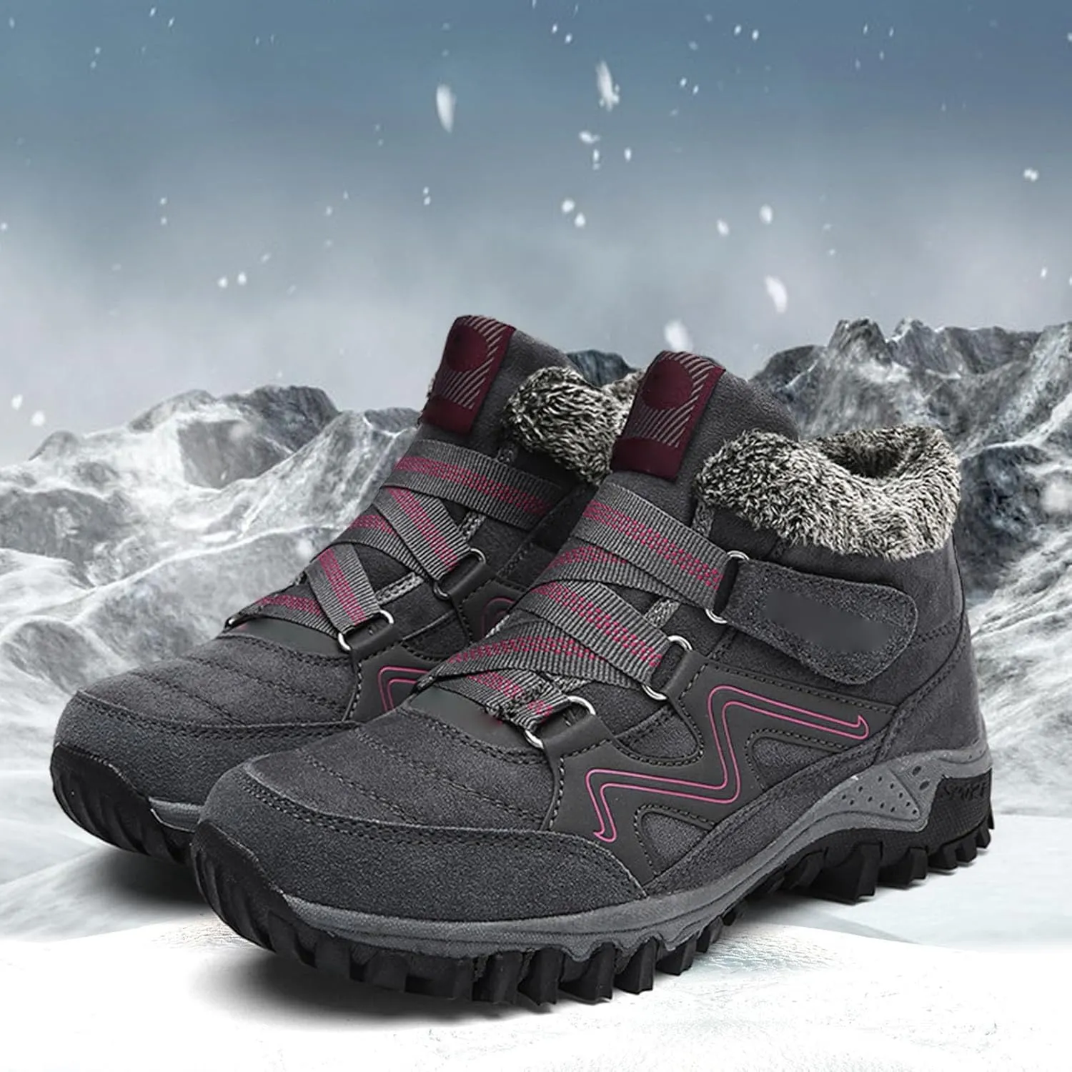 Mens Work Boots Soft Toe Hiking Sneakers Warm Booties Working Shoes for Women Slip On Waterproof Outdoor Shoes Lightweight Anti Slip Hike Grounded Footwear