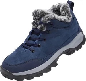 Men's Work Boots Soft Toe Hiking Sneakers Warm Fur Lined Womens Workout Shoes Slip Resistant Wide Outdoor Shoes Slip on Loafers Hike Grounded Footwear