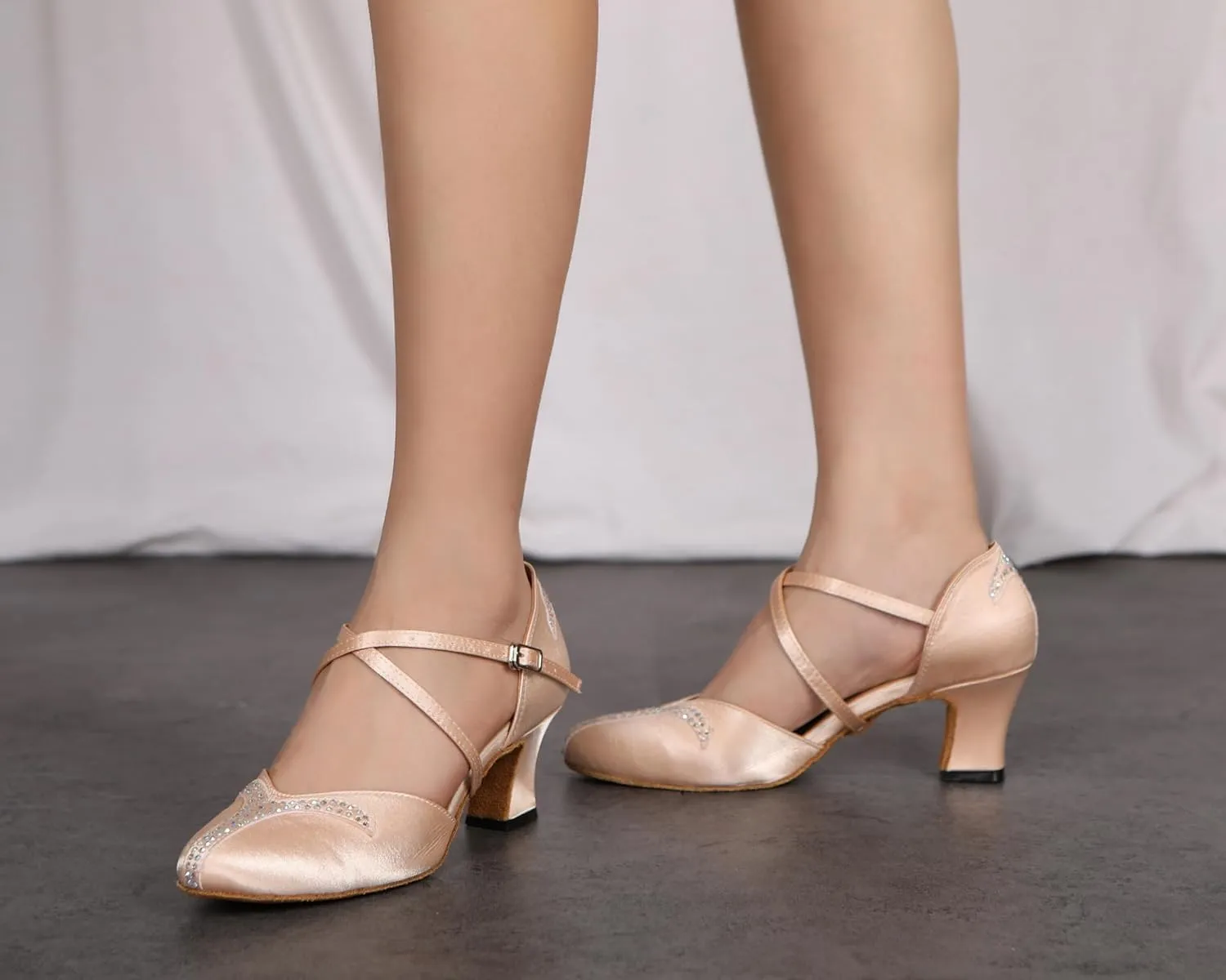 Minishion Women's Closed Toe Dance Heels Comfortable Ballroom Dancing Pumps