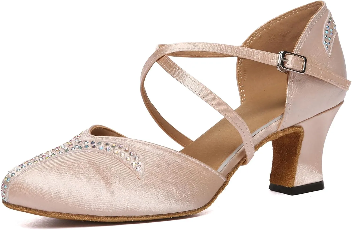 Minishion Women's Closed Toe Dance Heels Comfortable Ballroom Dancing Pumps