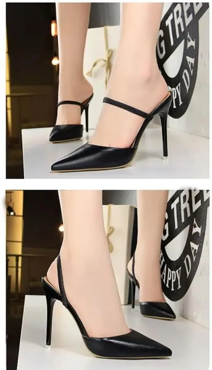 MOJARI Sexy Fashion High Heels Pointed Toe Pumps Slingback Shallow mouth heels Party Evening Weddingshoe