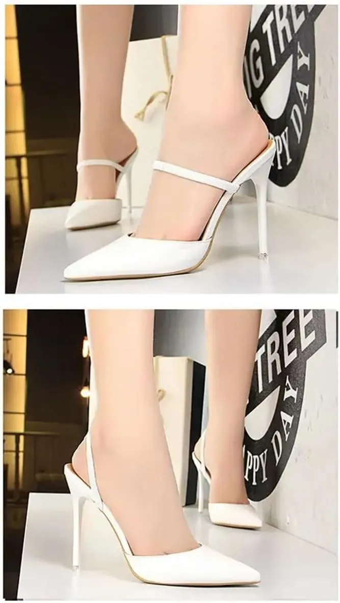 MOJARI Sexy Fashion High Heels Pointed Toe Pumps Slingback Shallow mouth heels Party Evening Weddingshoe