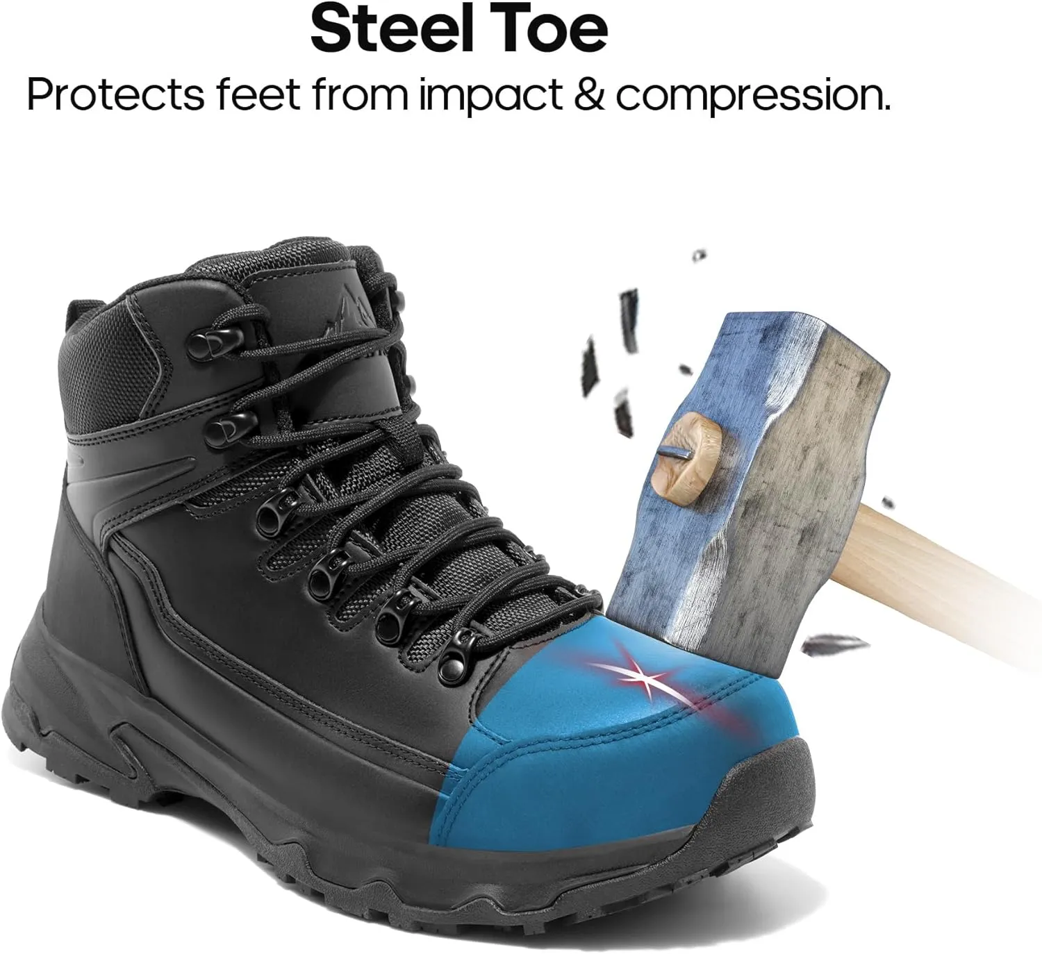 NORTIV 8 Steel Toe Work Boots for Men Waterproof Slip Resistant Safety Construction Boots TOWER