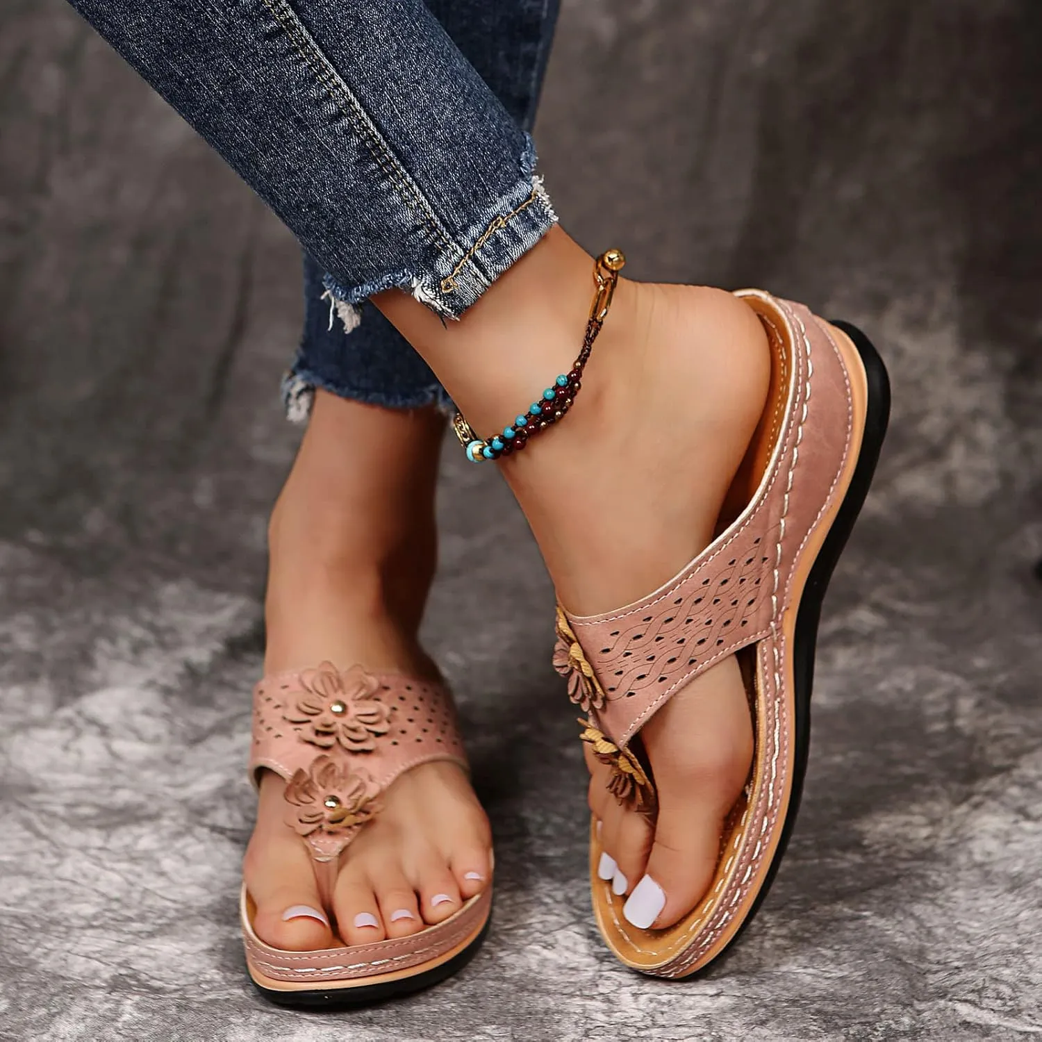 Orthopedic Sandals for Women Arch Support Sandals Women's Orthotic Sandals Flip Flops Comfy Wedge Walking Slippers