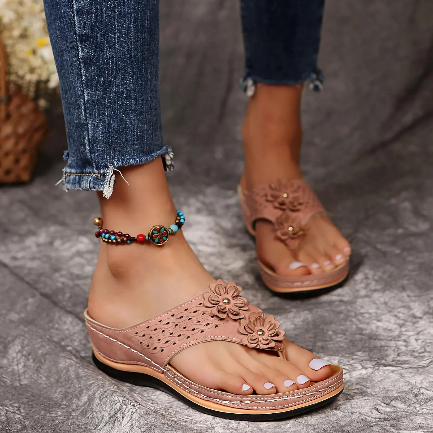 Orthopedic Sandals for Women Arch Support Sandals Women's Orthotic Sandals Flip Flops Comfy Wedge Walking Slippers
