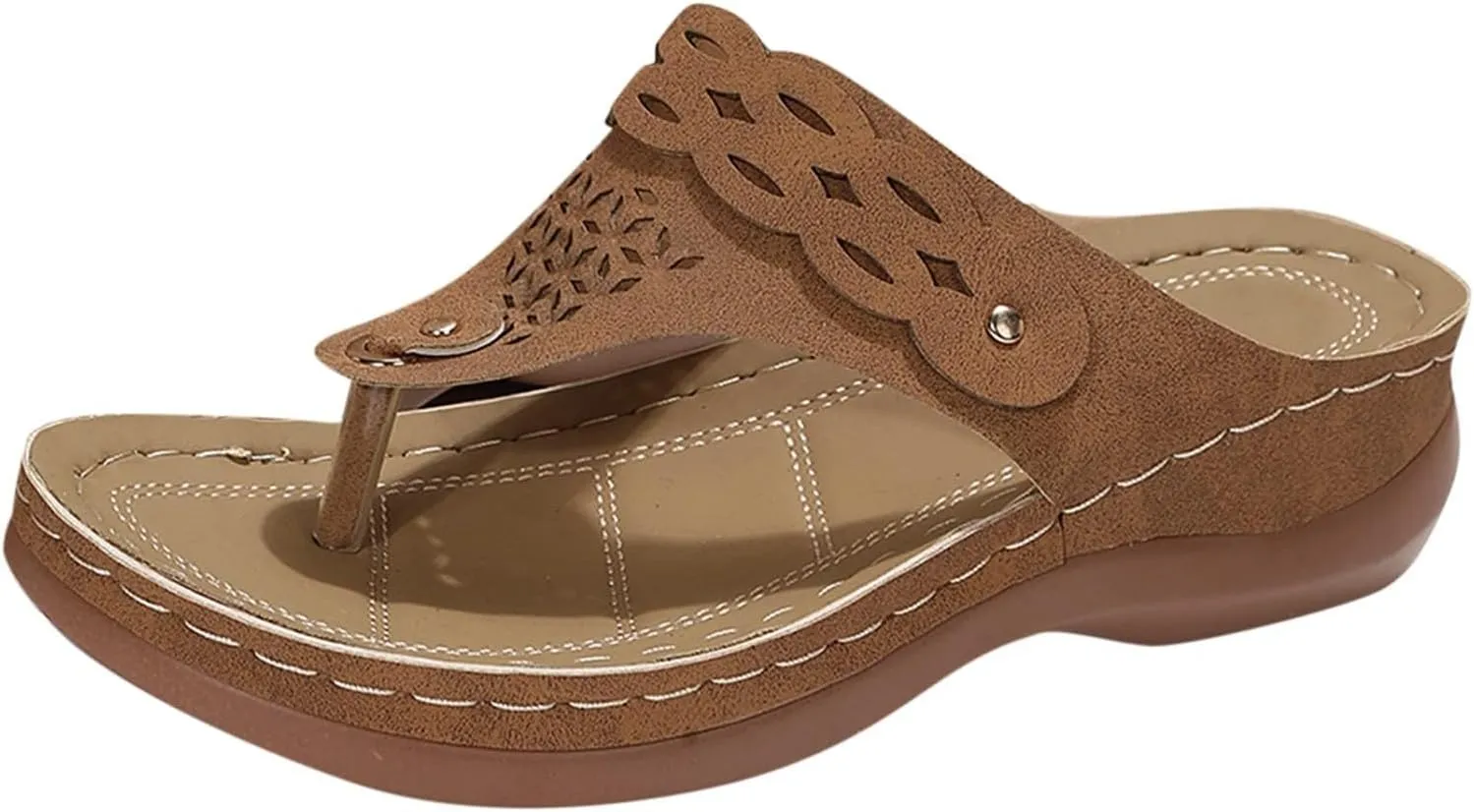 Orthopedic Wedge Sandals for Women Flip Flops Arch Support Wedge Sandals Comfortable Slip on Beach Shoes