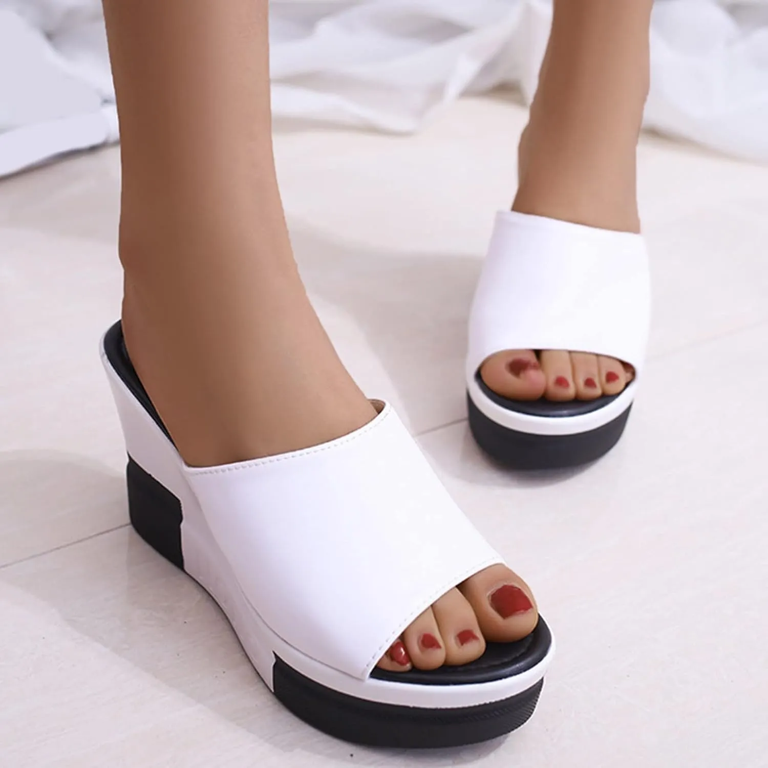 Platform Sandals Women Dressy Chunky Heel Adjustable Ankle Strap Open Toe Summer Beach Sandals Lightweight Cushioned Footbed Non-Slip Sole 2025 Spring and Summer Vacation