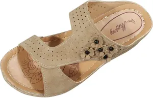 Platform Wedge Sandals for Women Comfortable Low Heels Dressy Summer Casual Slip on Flip Flops Flower Orthopedic Peep Toe Wide Width Supportive Arch Wedge Sandal Slippers