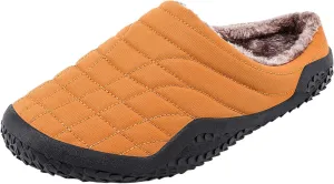 Roorsily Men's Winter Slippers Solid Non Slip Slippers Fleece Lined Warm Cotton Slippers Lightweight Flat Soled Slippers