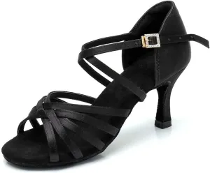 RoseMoli Women's Latin Dance Shoes Satin Professional Ballroom Salsa Practice Performance Dance Shoes