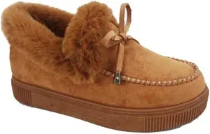 SACFOF Women's Winter Flat Boots Warm Durable Shoes Fur Lining Ankle Snow Boots Loafer Flats Platform Thick Plush Shoes