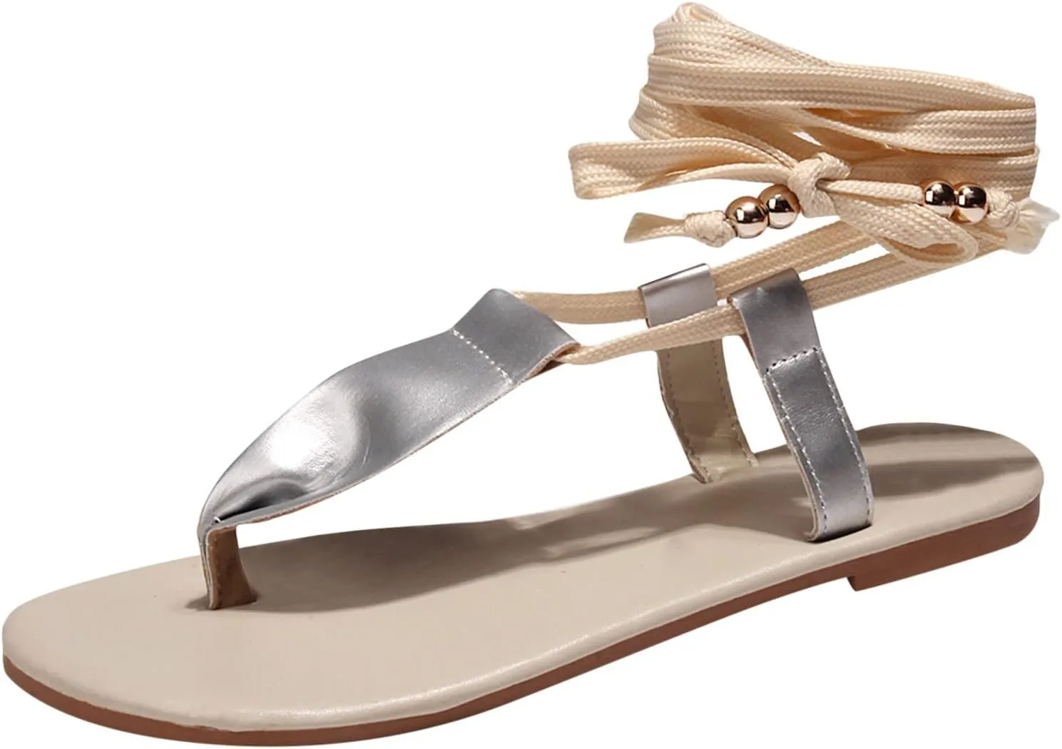 Sandals for Women Lace Up,Gladiator Sandals Flat Summer Beach Sandals Strappy Criss Cross Open Toe Knee High Flat Sandal