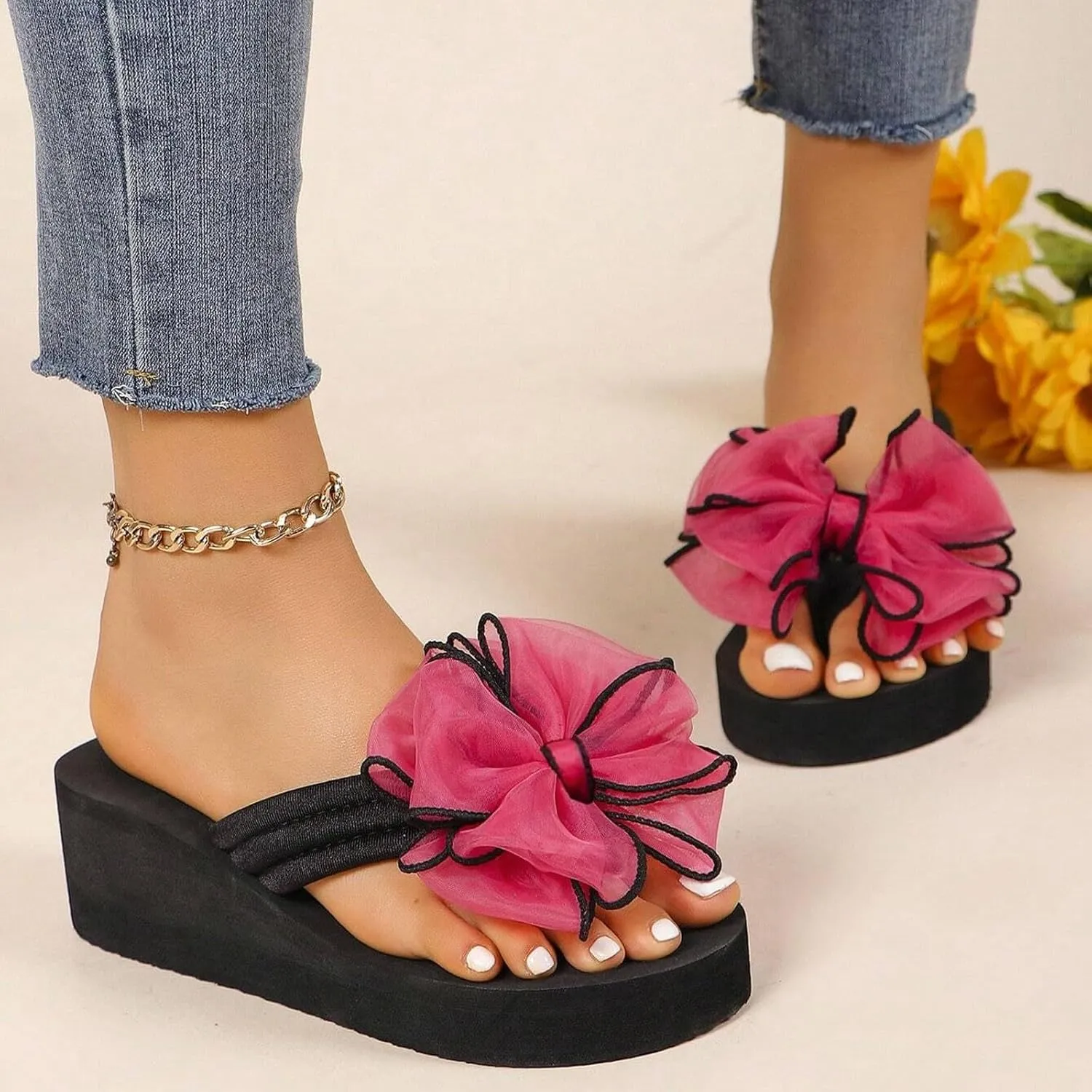 Sandals for Women Wedge Shoes Summer New Plus Size High Heel Sandals Women's Fashion Beach Women's Shoes Flip Flops