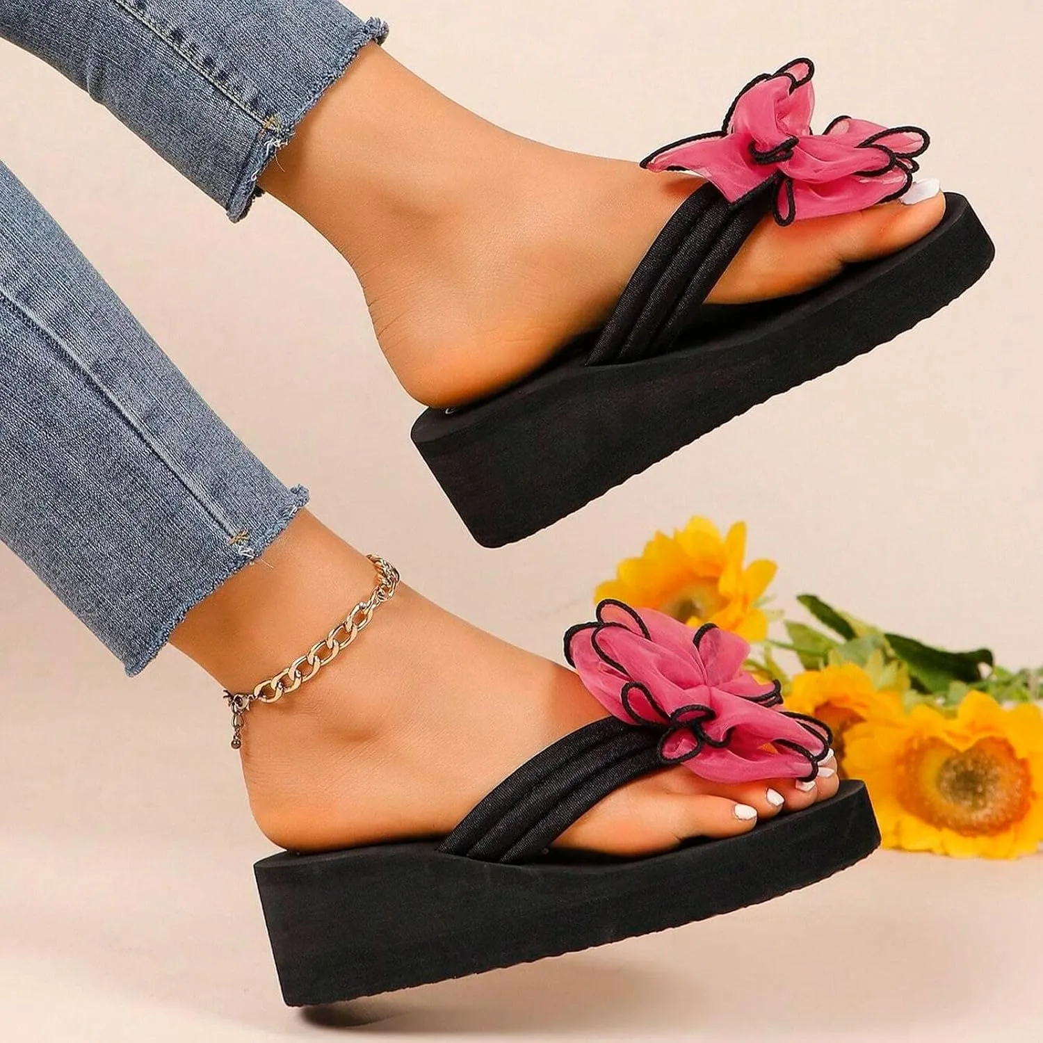 Sandals for Women Wedge Shoes Summer New Plus Size High Heel Sandals Women's Fashion Beach Women's Shoes Flip Flops