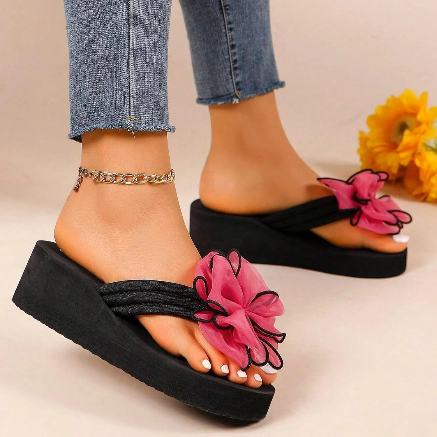 Sandals for Women Wedge Shoes Summer New Plus Size High Heel Sandals Women's Fashion Beach Women's Shoes Flip Flops