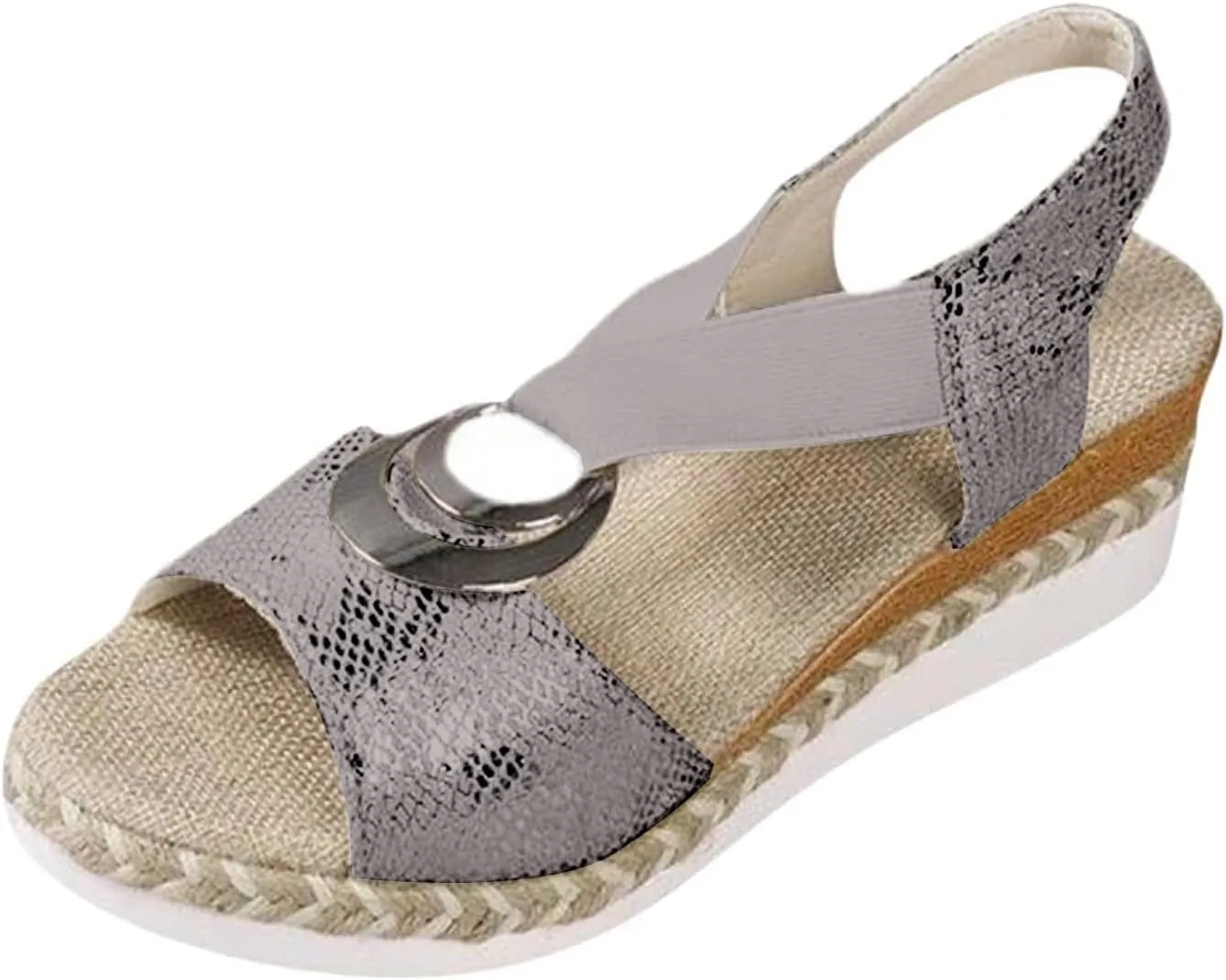 Sandals Women 2025 Platform Wedge Sandals Leather Sandals Casual Open Toe Buckle Ankle Strap Sandals Lightweight Mid Heels Shoes