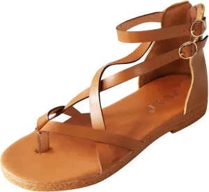 Sandals Women Gladiator Flat Strappy Sandal Dressy Summer Thong Cross Straps Zipper Open Toe Flip Flops Boho Comfortable Ladies Casual Beach Shoes