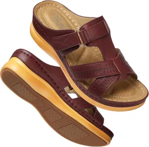 SHIBEVER Womens Sandals Wedge Comfortable: Orthopedic Wedge Sandalias Women - Slip on Platform Sandals