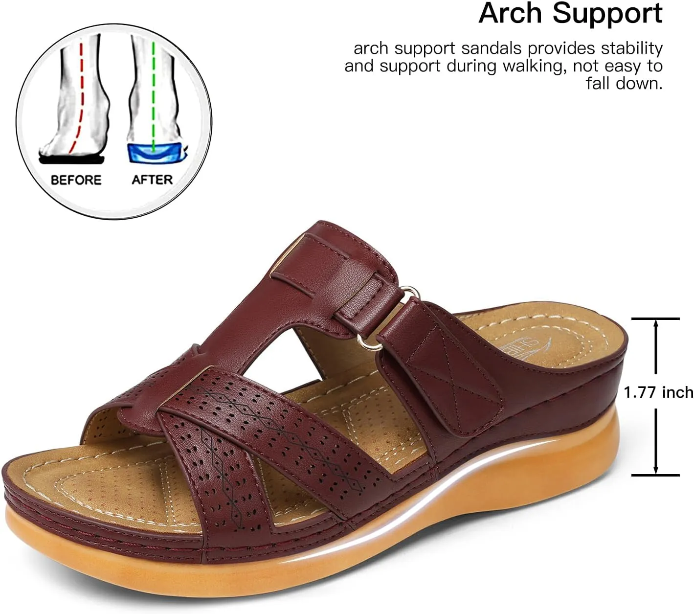 SHIBEVER Womens Sandals Wedge Comfortable: Orthopedic Wedge Sandalias Women - Slip on Platform Sandals