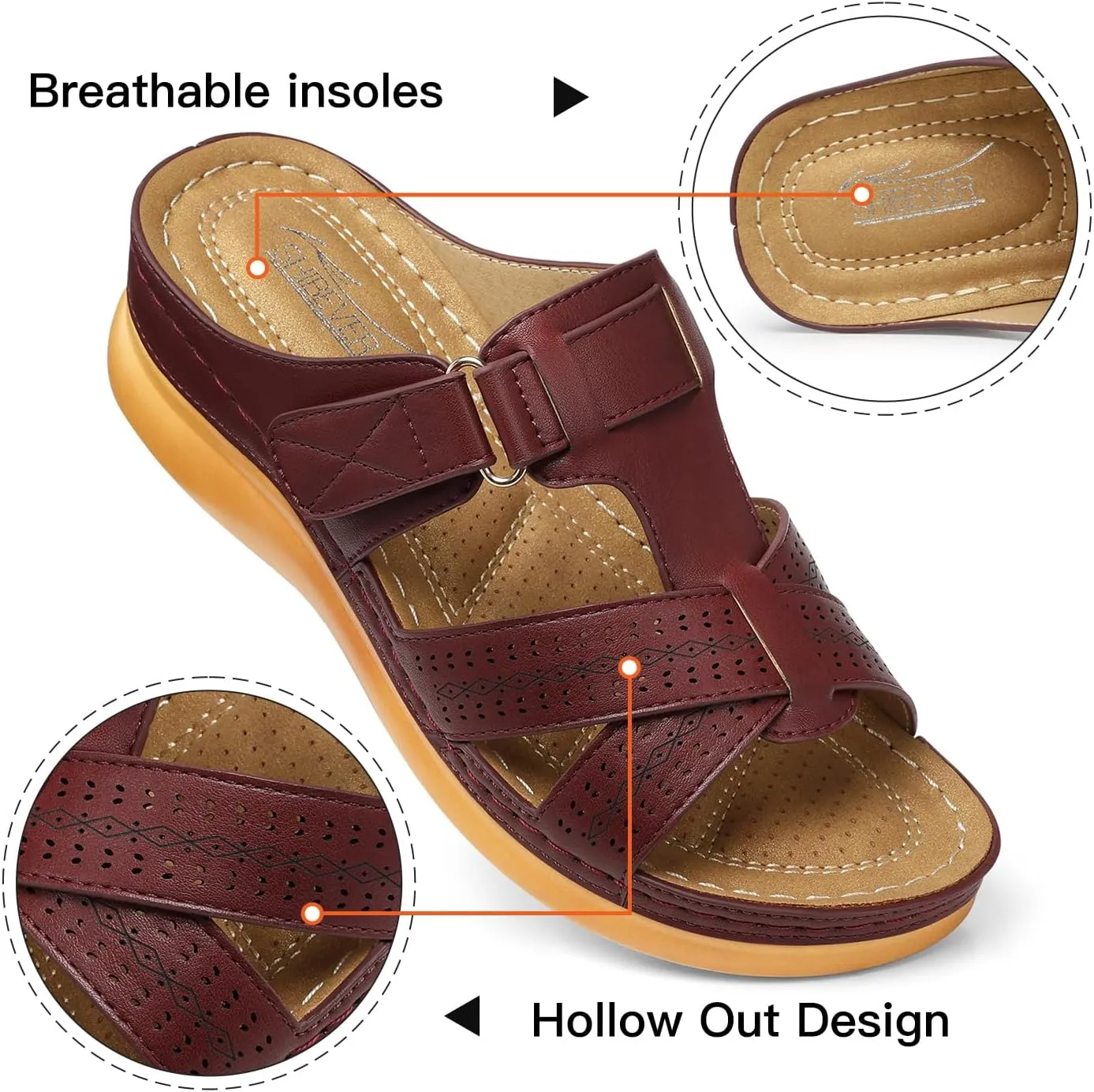SHIBEVER Womens Sandals Wedge Comfortable: Orthopedic Wedge Sandalias Women - Slip on Platform Sandals