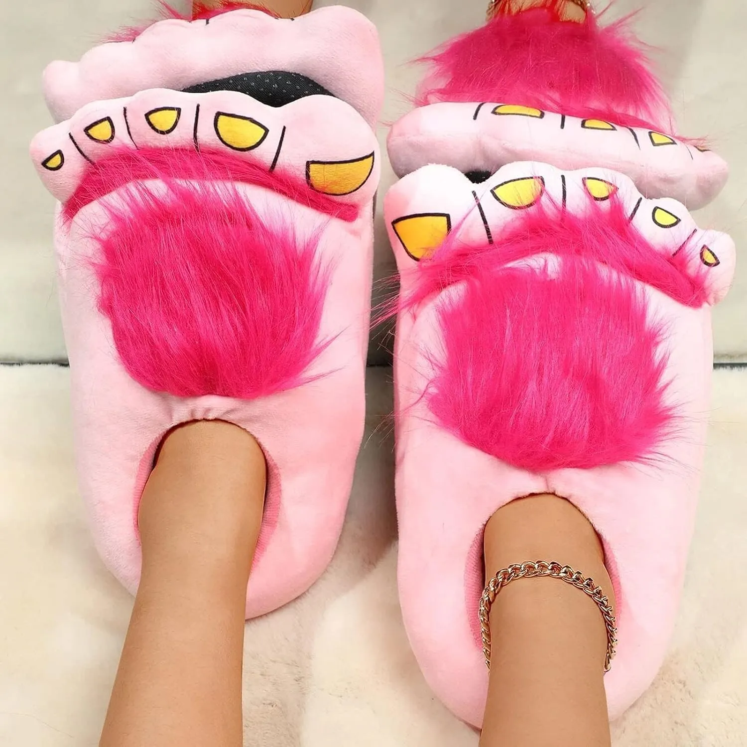 Slippers for Women Indoor Cute Animal Plush Flip Flop Cozy Memory Foam Open Toe Indoor House Shoes