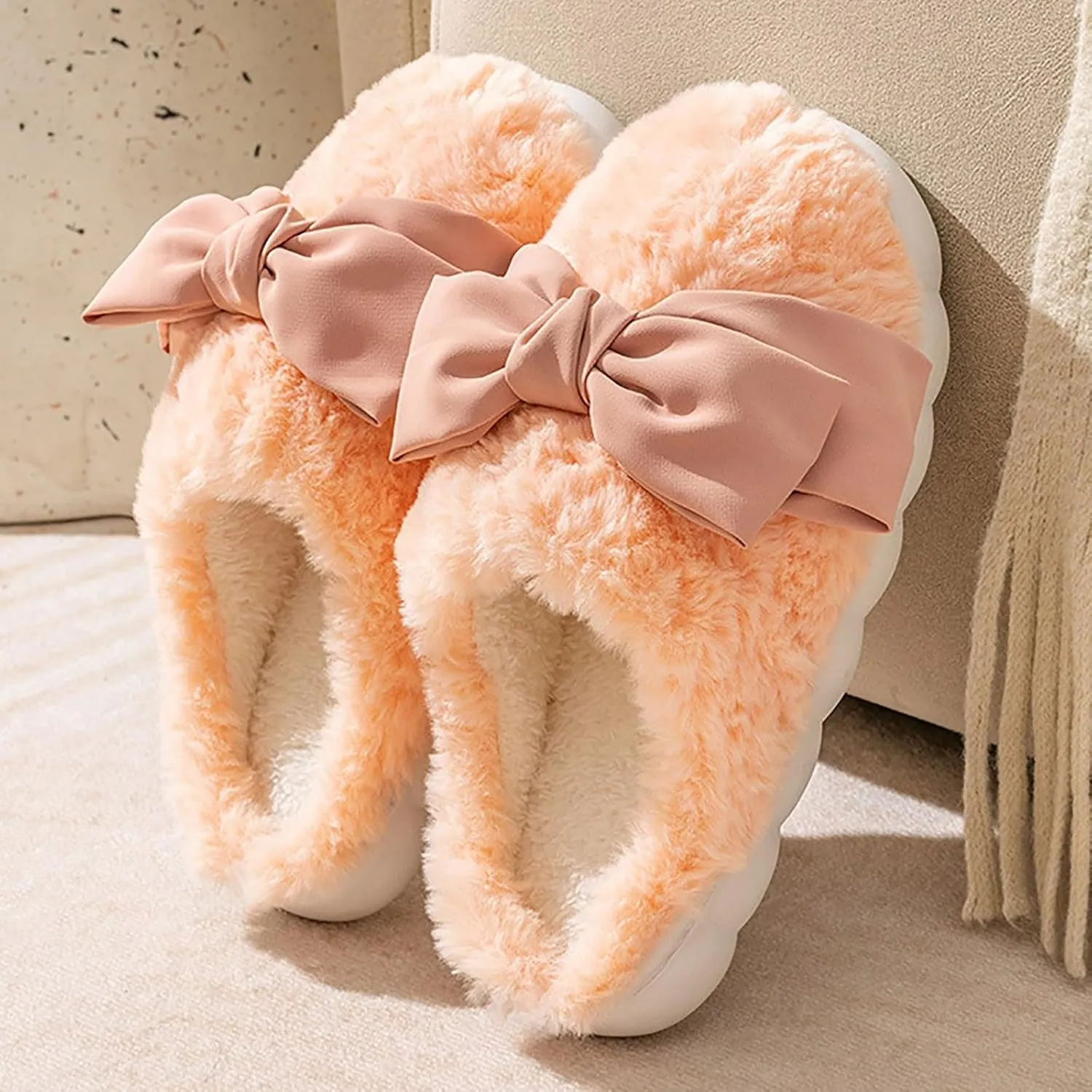 Slippers for Women Slip on Faux Fur Shoes Warm Winter Fluffy Comfy Slippers Fluffy Slide Sandals Indoor House Shoes