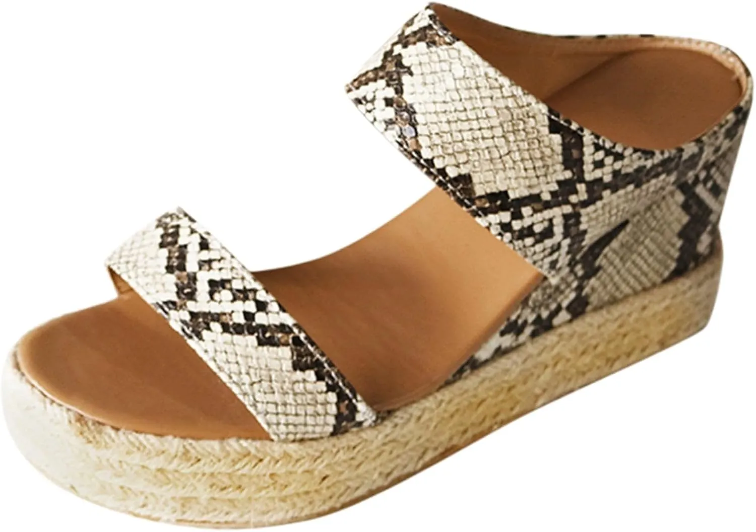Smoneyful Women's Orthopedic Sandals Casual Summer Dressy Open Toe Platform Wedge Buckle Ankle Strap Leather Espadrilles Beach Heels Strappy Slip on Low Heel Flats Chelsea Sandals