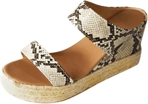 Smoneyful Women's Orthopedic Sandals Casual Summer Dressy Open Toe Platform Wedge Buckle Ankle Strap Leather Espadrilles Beach Heels Strappy Slip on Low Heel Flats Chelsea Sandals