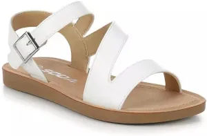 Soda KIDS/CHILDREN/GIRLS Cute and trendy fashionable flat strap sandals with side buckle Summer Spring Shoes QUILT-2 White 1