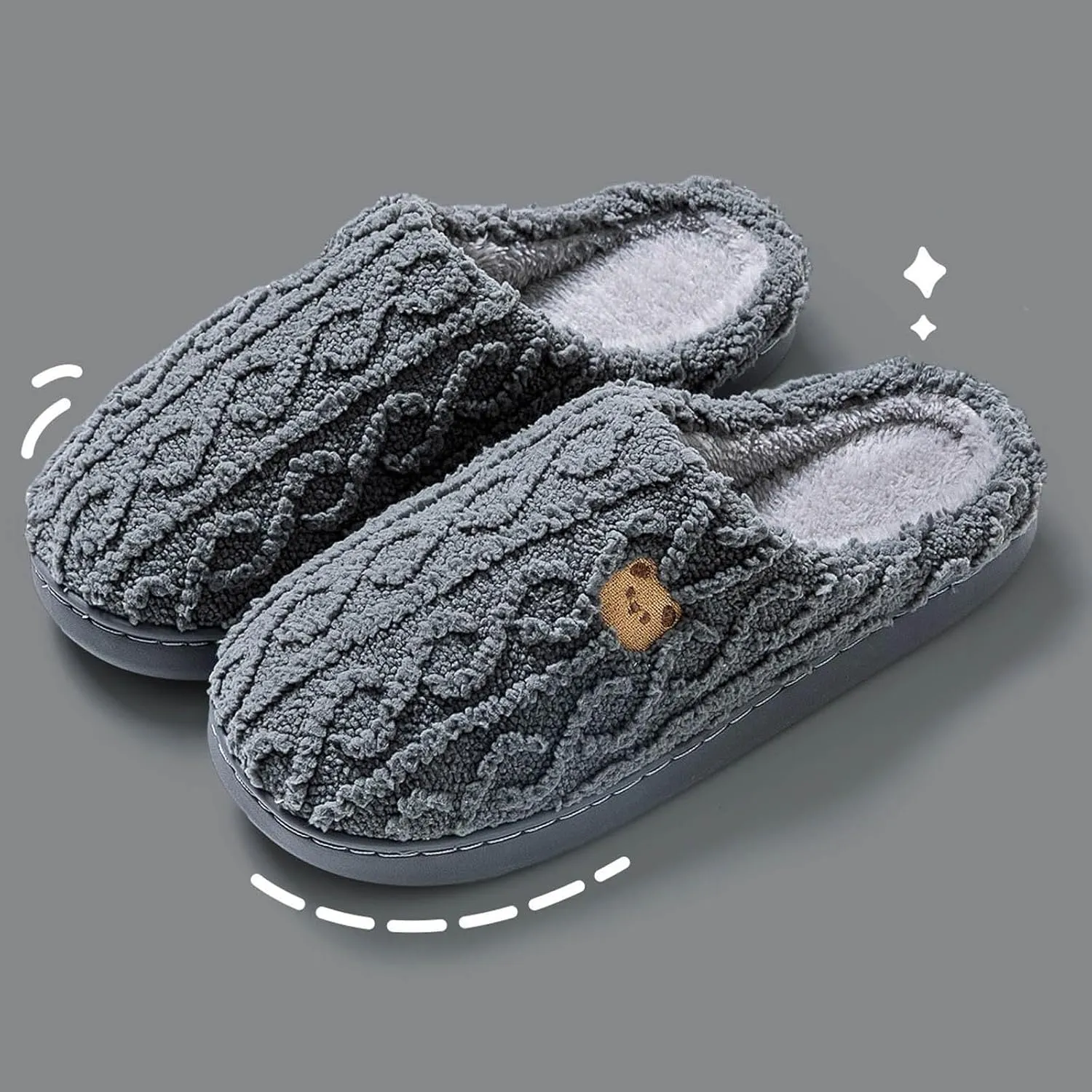 Soft Bear Pattern Plush Slippers Super Cute & Insulated Effortless Slip On For Cozy Indoor Outdoor Slipper Boots