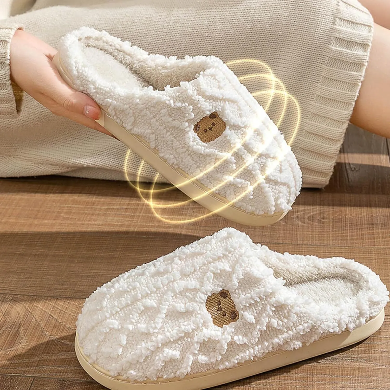Soft Bear Pattern Plush Slippers Super Cute & Insulated Effortless Slip On For Cozy Indoor Outdoor Slipper Boots